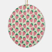 Rosa Erdbeersommer-Muster Keramik Ornament (Links)