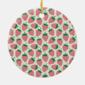 Rosa Erdbeersommer-Muster Keramik Ornament (Hinten)