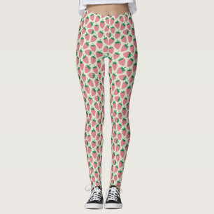 Rosa Erdbeersommer-Muster Leggings