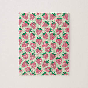 Rosa Erdbeersommer-Muster Puzzle
