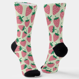 Rosa Erdbeersommer-Muster Socken