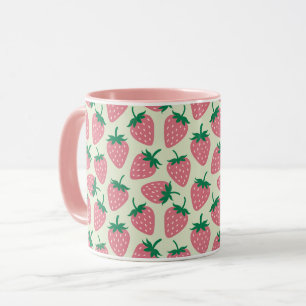 Rosa Erdbeersommer-Muster Tasse