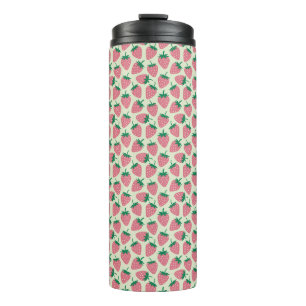 Rosa Erdbeersommer-Muster Thermosbecher