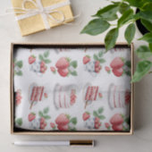 Rosa Erdbeertorte-Muster Seidenpapier (Geschenk)