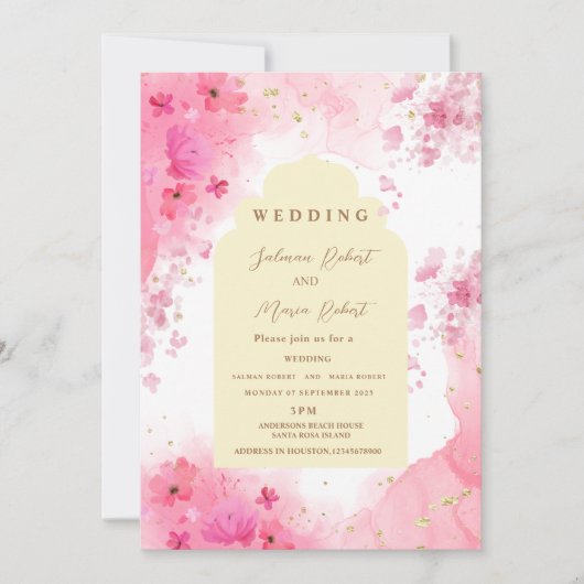 Rosa erdfarbene Blume indianischer Hochzeit Einladung (Vorderseite)