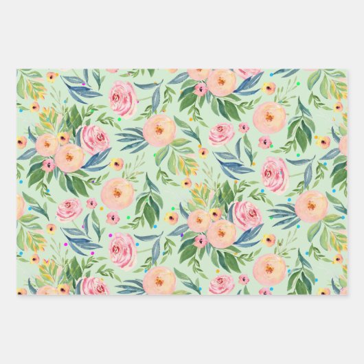 Rosa Erdnüsse Wasserfarbenmuster Geschenkpapier Set (Vorderseite 3)