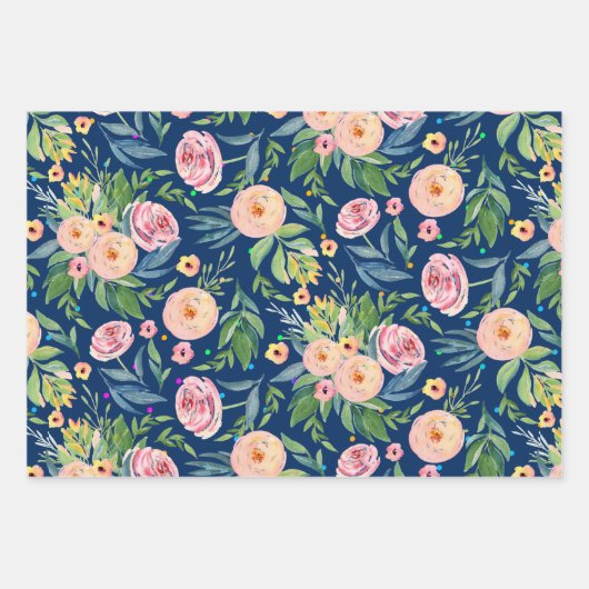 Rosa Erdnüsse Wasserfarbenmuster Geschenkpapier Set (Vorderseite 2)