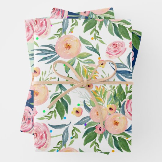 Rosa Erdnüsse Wasserfarbenmuster Geschenkpapier Set (Beispiel)