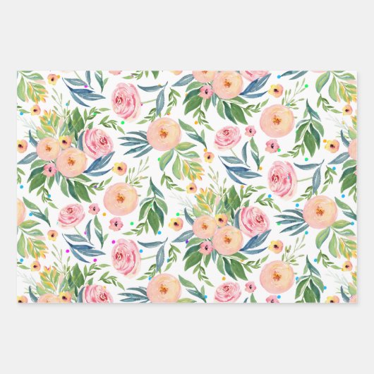 Rosa Erdnüsse Wasserfarbenmuster Geschenkpapier Set (Vorderseite)