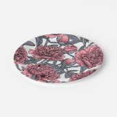 Rosa Erdnussgarten Pappteller (Schrägansicht)