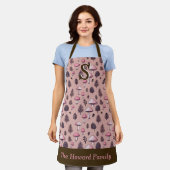 Rosa Erntedank Fall Mushroom Custom Monogram Schürze (Getragen)