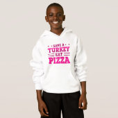 Rosa Erntedank rette Pizza aus Putenmilch Hoodie (Vorne ganz)