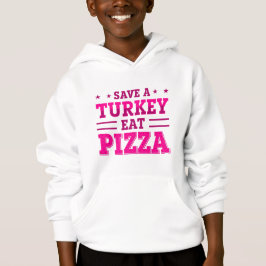 Rosa Erntedank rette Pizza aus Putenmilch Hoodie