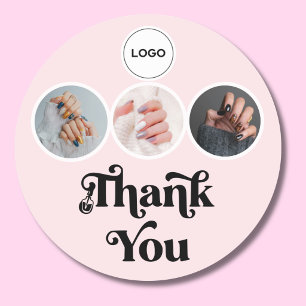 Rosa Erröten 3 Foto Nageltechnik-Logo Danke Runder Aufkleber