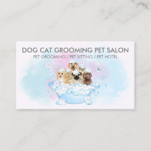 Rosa Erröten Blau Hunde Katzen Spa Tierpfleger Visitenkarte