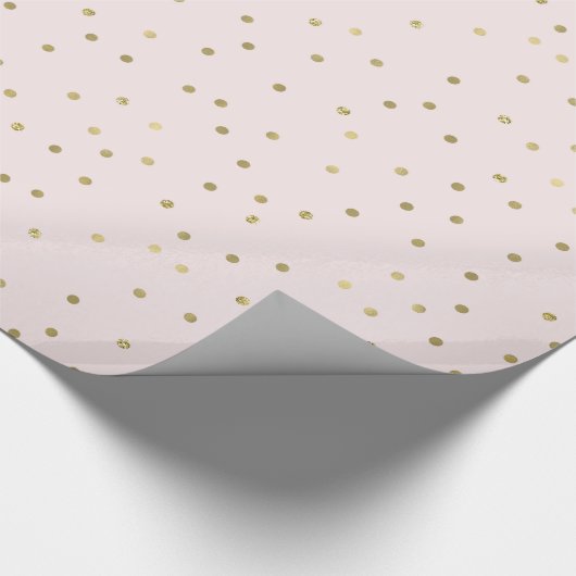 Rosa erröten GoldConfetti Geschenkpapier (Ecke)