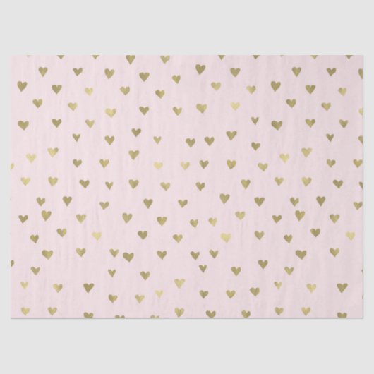 Rosa erröten Goldherzen Seidenpapier (Vorderseite)