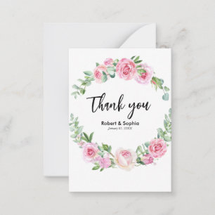 Rosa Erröten Hochzeit Danke Mitteilungskarte