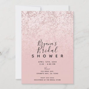 Rosa Erröten Rosen Gold Glitter Marmor Brautparty Einladung