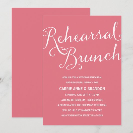 Rosa erröten | rustikaler Chic-ProbeBrunch Einladung (Vorne/Hinten)