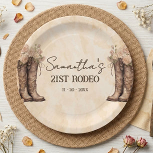 Rosa errötend 21. Rodeo-Western-Geburtstagsfeier Pappteller