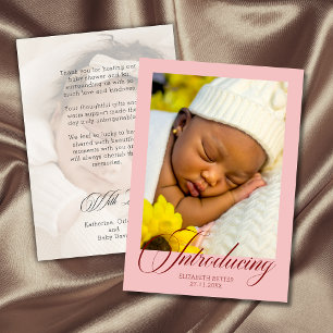 Rosa Errötend Einführungsfoto Baby Shower Dankesch Dankeskarte