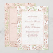 Rosa Errötend Hochzeit Vintage Einladung (Vorne/Hinten)