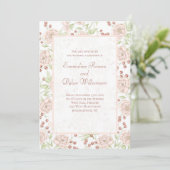 Rosa Errötend Hochzeit Vintage Einladung (Stehend Vorderseite)