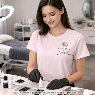 Rosa Errötend Mitarbeiter Name Business Logo Wimpe T-Shirt
