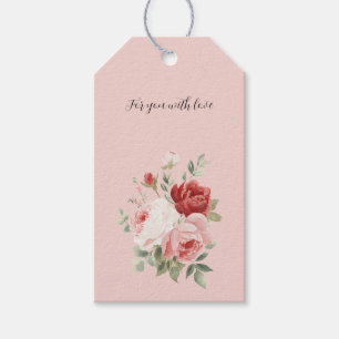 Rosa Errötend Pink Weiße Rote Rosen Floral Braut D Geschenkanhänger