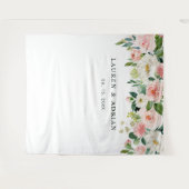 Rosa errötende Blüten-Hochzeitskulisse Wandteppich (Vorderseite (Horizontal))