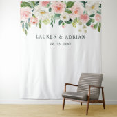 Rosa errötende Blüten-Hochzeitskulisse Wandteppich (Beispiel)