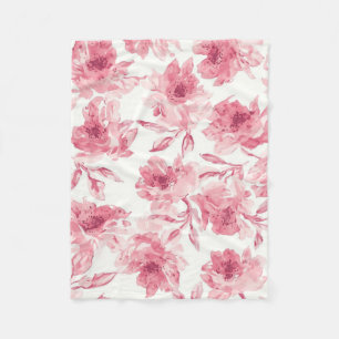 Rosa Errötende Blüten Wasserfarben Gemalt Luftige  Fleecedecke