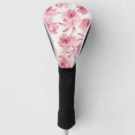 Rosa errötende Blüten Wasserfarben Gemalt Luftige  Golf Headcover