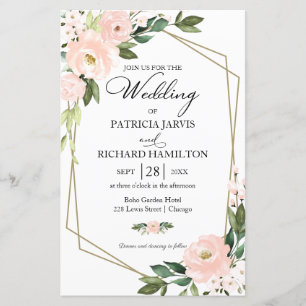 Rosa errötende Florale Budget-Hochzeitseinladung