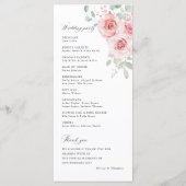 Rosa Errötende Florale Hochzeitszeremonie Programm (Rückseite)