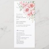 Rosa Errötende Florale Hochzeitszeremonie Programm (Vorderseite)