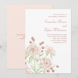 Rosa Errötende Hochzeit Modern Einladung