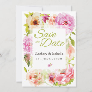 Rosa Errötende Hübsche Blumen Hochzeit Termin vorm Save The Date