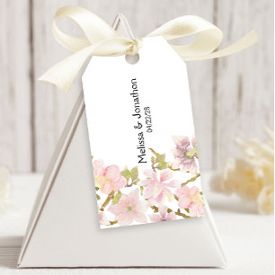 Rosa errötende Magnolien-Blumen-Hochzeitsgeschenka Geschenkanhänger