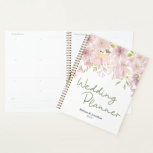 Rosa errötende Magnolien-Blumen-Hochzeitsplanerin Planer