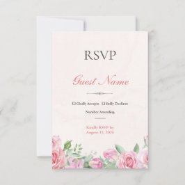 Rosa Errötende Rosen Editierbare Hochzeits-RSVP-An RSVP Karte