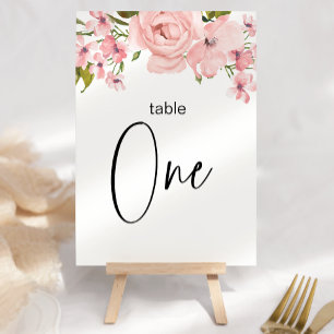 Rosa errötende Rosen Florale Hochzeit Tischnummer