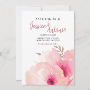 Rosa errötende Wasserfarbe Pfingstrose Save The Da Date