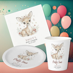 Rosa errötender Waldhirsch Mädchen Baby-Party Pappbecher