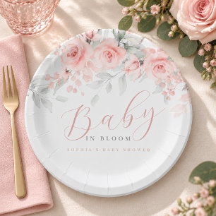 Rosa errötendes Blumenmädchen Baby in Blüte Pappteller