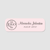 Rosa Errötendes Mitarbeiter-Branding mit Logo Namensschild (Vorderseite)