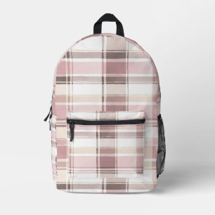 Rosa Errötung Braun Kakaocreme Kariert Bedruckter Rucksack