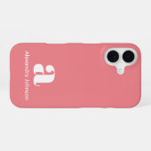 Rosa Errötung Initialen Name Monogramm Minimal Mod iPhone 16 Hülle (Rückseite (Horizontal))