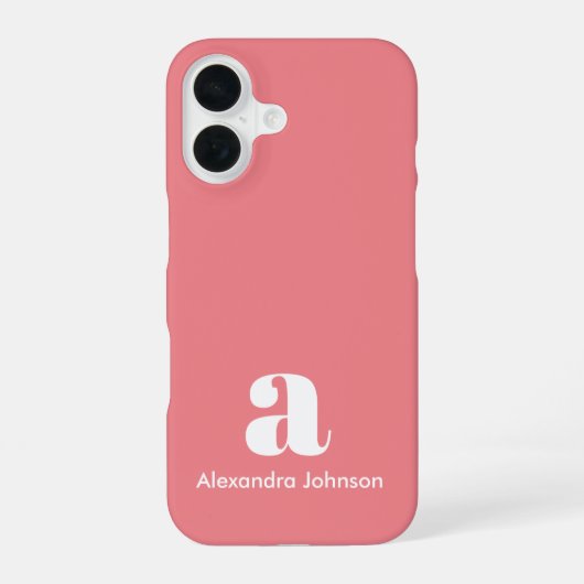 Rosa Errötung Initialen Name Monogramm Minimal Mod iPhone 16 Hülle (Rückseite)